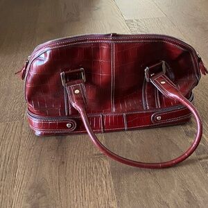 Liz Claiborne Burgundy Croc-Embossed Shoulder Bag